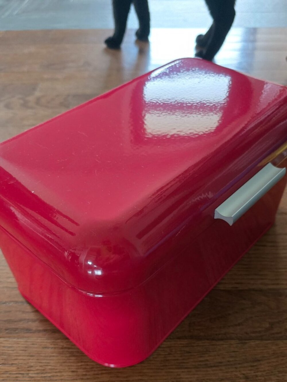 Red Metal Storage Box – Hinged Lid Organizer